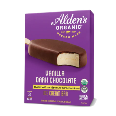 Alden's Organic - Vanilla Dark Chocolate Ice Cream Bar (4 Pack)