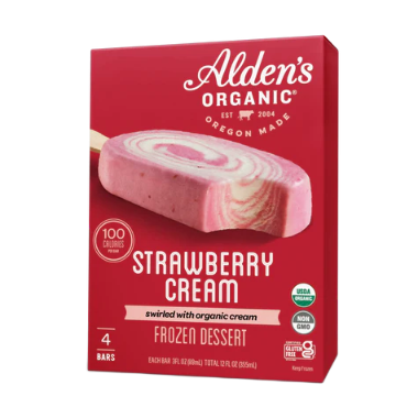 Alden's Organic - Strawberry Cream Ice Cream Bar (4 Pack)